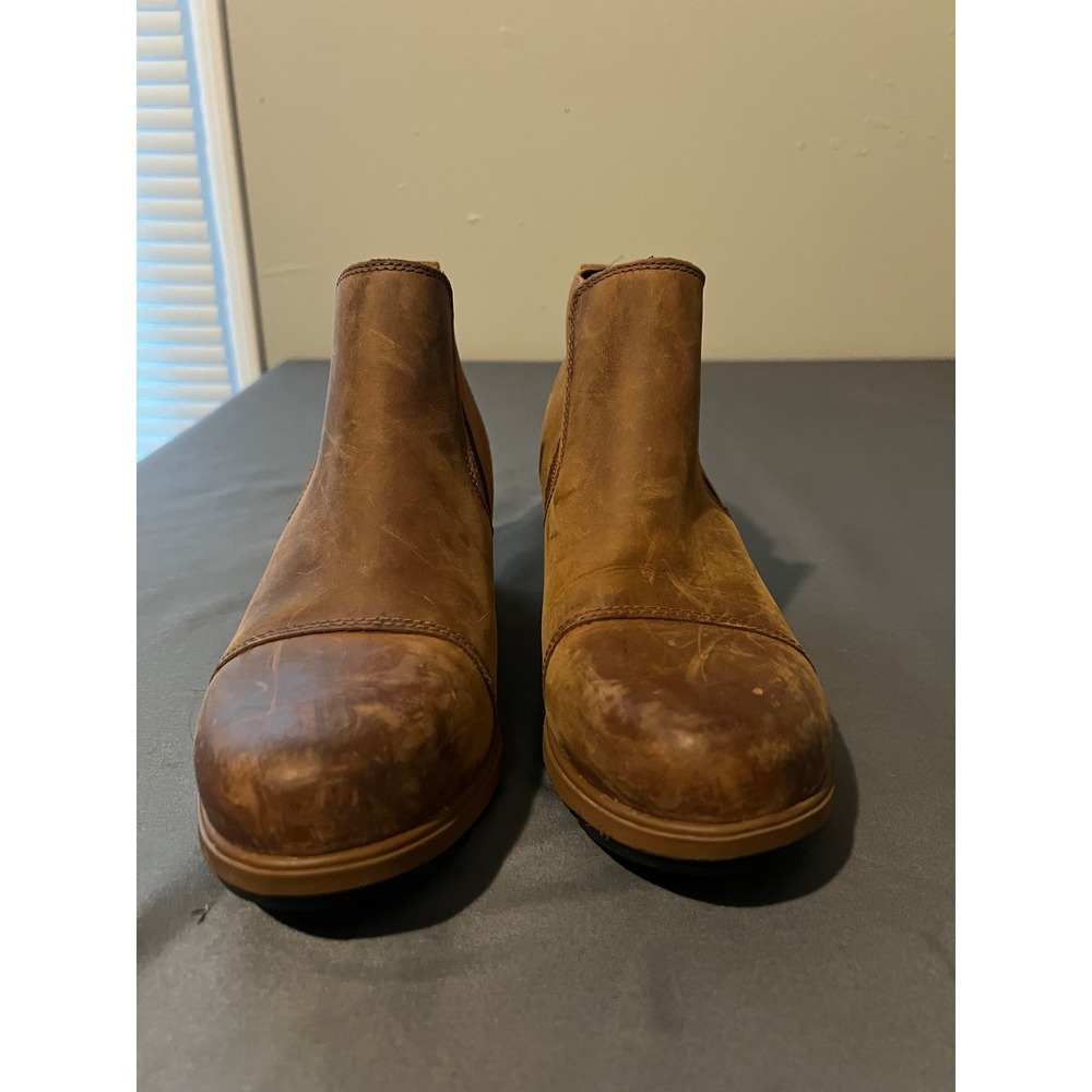 Sorel Evie Chelsea Waterproof Leather Wedge Ankle Boots Brown Womens 8 - Picture 4 of 8
